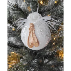 Weihnachtsbaumschmuck Weihnachtsdekor Weihnachtsgeschenk Tannenbaumschmuck Christbaumkugel weiß Gold Krone Spitzenschuhe