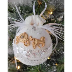 Weihnachtsbaumschmuck Weihnachtsdekor Weihnachtsgeschenk Tannenbaumschmuck Christbaumkugel weiß Aschenputtel Kutsche