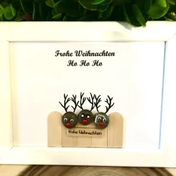 Weihnachtsbild Rentiere – Handgefertigtes Steinbild personalisierbar | STB-317