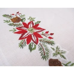 Weihnachtsdecke Weihnachtstischdecke Weihnachten Adventzeit handbestickt pflegeleichte Tischdecke Tischtuch