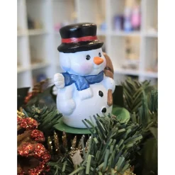 Weihnachtsdeko aus Keramik - Schneemann 3 - Winterdekoration -