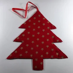 Weihnachtsdeko Fensterbild Tannenbaum rot mit goldenen Sternen