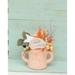 Weihnachtsdeko Gesteck TrockenblumenTischdeko Weihnachten Aufsteller Tischdeko apricot weiß