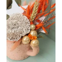 Weihnachtsdeko Gesteck TrockenblumenTischdeko Weihnachten Aufsteller Tischdeko apricot weiß