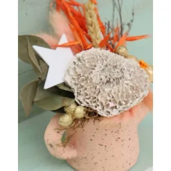 Weihnachtsdeko Gesteck TrockenblumenTischdeko Weihnachten Aufsteller Tischdeko apricot weiß