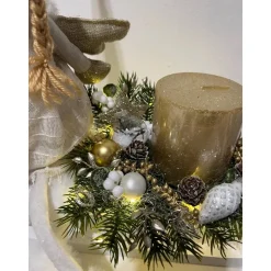 Weihnachtsdeko mit Schlitten, Engel, Kerze und Ledlichtern Weihnachtsschlitten