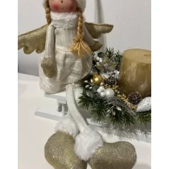 Weihnachtsdeko mit Schlitten, Engel, Kerze und Ledlichtern Weihnachtsschlitten