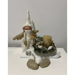 Weihnachtsdeko mit Schlitten, Engel, Kerze und Ledlichtern Weihnachtsschlitten