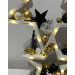 Weihnachtsdeko mit Sternen Weihnachtsgesteck schwarz gold