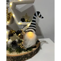 Weihnachtsdeko mit Sternen Weihnachtsgesteck schwarz gold