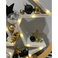 Weihnachtsdeko mit Sternen Weihnachtsgesteck schwarz gold