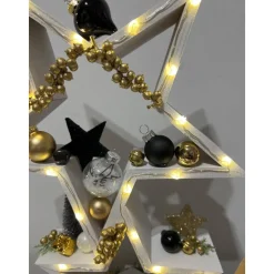 Weihnachtsdeko mit Sternen Weihnachtsgesteck schwarz gold