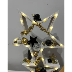 Weihnachtsdeko mit Sternen Weihnachtsgesteck schwarz gold