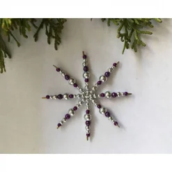 Weihnachtsdeko Set lila-silber aus 4 Sternen