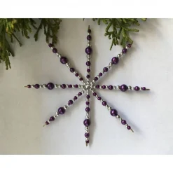 Weihnachtsdeko Set lila-silber aus 4 Sternen