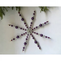 Weihnachtsdeko Set lila-silber aus 4 Sternen