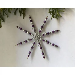 Weihnachtsdeko Set lila-silber aus 4 Sternen