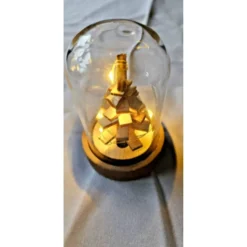 Weihnachtsdeko unter Glas – LED Glaskuppel, Holz Miniatur, festliche Dekoration