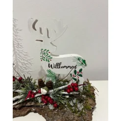 Weihnachtsdeko Weihnachtsgesteck mit einem Hirsch Landschaft