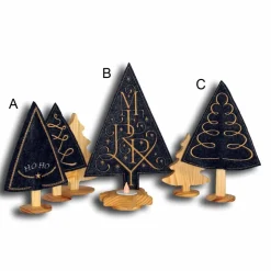 Weihnachtsdeko X-Mas bestickte Tannenbäumchen auf schwarzem Filz mit Holzfuß weihnachtliche Dekoration