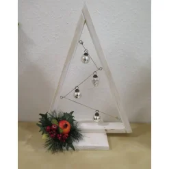 Weihnachtsdekoration Tannenbaum - weiß - mit roten Kugeln