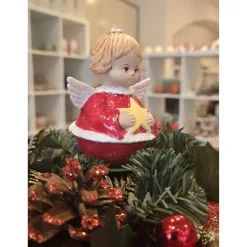 Weihnachtsengel aus Keramik - Schutzengel - Handbemalt -