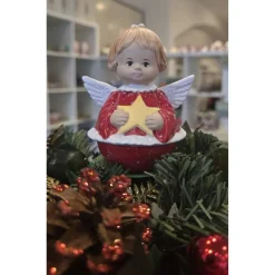 Weihnachtsengel aus Keramik - Schutzengel - Handbemalt -