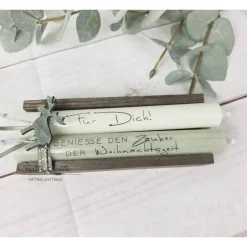 Weihnachtsgeschenk Kerzen - Stabkerzen mit Spruch -Für Dich Geniesse den Zauber der Weihnachtszeit-