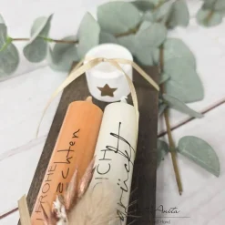 Weihnachtsgeschenk Kerzen - Stabkerzen mit Spruch -Frohe Weihnachten Fühl Dich gedrückt- Freundinnen, Nachbarn