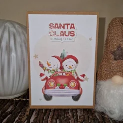 Weihnachtsgrußkarte/ Schneemann / Auto / winterlich / festliche Stimmung / Weihnachtskarte mit Schneemannmotiv