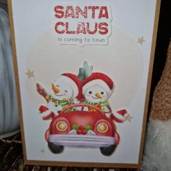 Weihnachtsgrußkarte/ Schneemann / Auto / winterlich / festliche Stimmung / Weihnachtskarte mit Schneemannmotiv