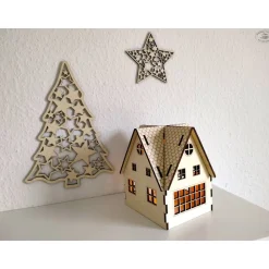 Weihnachtshaus aus Holz (Bastelset)