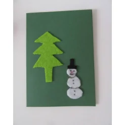 Weihnachtskarte - auch Geldgeschenk - Schneemann mit Tanne