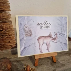 Weihnachtskarte - Hirsch und Eule - winter is coming