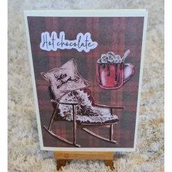 Weihnachtskarte " Hot chocolate " Stuhl , Kissen , heiße Schokolade