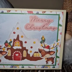 Weihnachtskarte / kleine Rentiere / Weihnachtshaus / festliche Grusskarte / kreative Weihnachtsgeschenke / Rentier