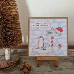 Weihnachtskarte - Pinguin auf der Eisscholle - Northpole