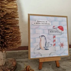 Weihnachtskarte - Pinguin auf der Eisscholle - Northpole