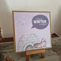 Weihnachtskarte - Robbe - Iglo - Warm Winter wishes