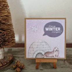 Weihnachtskarte - Robbe - Iglo - Warm Winter wishes