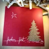 WEIHNACHTSKARTE - Tannenbaum aus Glitzerkarton gestanzt, handgeschrieben, Klappkarte mit passendem roten Umschlag