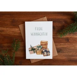 Weihnachtskarte | Weihnachtspost | Weihnachtsgruß | Geschenke | aus Naturpapier | DIN A6 | Kuvert | Grußkarten