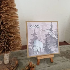 Weihnachtskarte - X-MAS - Wolf - Eule - Bäume