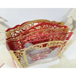 Weihnachtskarte Aufstellkarte rot gold glänzend Diorama dreidimensional