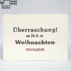 Weihnachtskarte, Überraschung am 24.12. ist Weihnachten Heiligabend, Klugscheißer-Edition, handgefertigt