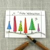 Weihnachtskarte **Bäume2** handgezeichnetes Einzelstück von ZWEIFARBIG Grußkarte für Weihnachten
