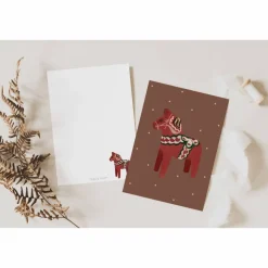 Weihnachtskarte "Dalapferd" A6 Karte im schwedischen Stil - schwedische Weihnachtsgrüße - moderne Weihnachtskart