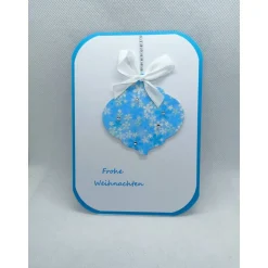 Weihnachtskarte,  DIN A6 , Weihnachtskugel, blau