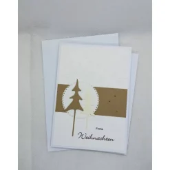 Weihnachtskarte,  DIN A6, Frohe Weihnachten, Creme/braun