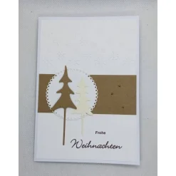 Weihnachtskarte,  DIN A6, Frohe Weihnachten, Creme/braun